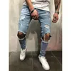 Jeans voor heren Verontruste sneeuwwassing Verfpuntontwerp Potloodbroek Herenmode Slanke Jean Kniegaten Hiphop Denim Straatbroek