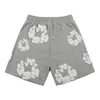 2022 Casual Summer Europe USA Flower Puff Print Shorts Femmes Hommes High Street Oversize String Pantalon de poche Pantalon de jogging court Sw210t