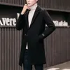 Мужские куртки Модная полушерстяная куртка Повседневный деловой плащ в британском стиле средней длины Slim Fit сплошной цвет 231017
