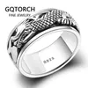 Real Pure 925 Sterling Silver Dragon Rings For Men Rotatable Transfer Luck Vintage Punk Retro Style Anel Masculino Aneis Y1124240L