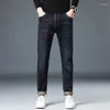 Men's Jeans Autumn And Winter Haze Blue For Men Thickened Loose Stretch Straight Denim Trousers Street Fashion Casual Pants