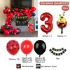 Autres fournitures de fête d'événement 99pcs Lady Bug Foil Ballons Garland Arch Kit Numéro Rouge Ballon Ballon 1-9 Point Noir Joyeux Anniversaire Bannière Décors de fête Air Globo 231017