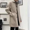 Mezclas de lana para hombres M-5XL Gabardina de talla grande para hombres Corte holgado Solapa larga Chaqueta cortavientos de un solo pecho Abrigo con botones Ropa para hombres XXXXLL231017