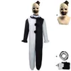 Cosplay Cosplay Movie Terrifier Art Clown Costume Mask Black and White Jumpsuit Bodysuit Terror Horrible Outfit Hallowen Suit