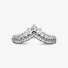 Ny 2021 S925 Sterling Silver Princess Wishbone Ring Tiara Crown glittrande för kvinnors engagemangsmycken årsdag286q
