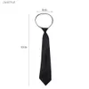 Cravates 2/1 PC cravates étudiant rétro noir soyeux étroit cou cravate mince lisse femmes fermeture éclair cravate décontracté élégant tout-match à la mode unisexe L231017