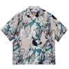 Erkekler Sıradan Gömlekler Kısa Kollu Çizgili Baskı Wacko Maria Hawaii Plaj Erkek Kadınlar 2024SS Yaz tarzı Büyük Boy Gömlek