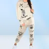 Tute streetwear Graffiti Due set da 2 pezzi Tuta da donna Donna Bianco Nero Top e pantaloni Donna Set coordinati Abiti Swea8527166