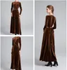 Robes décontractées comme femme élégante maxi robe de velours longueur de plancher dame porter