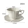 Kaffeegeschirr-Sets, 250 ml, europäischer Stil, reinweiße Keramiktassen, Teller, französischer Frühstücksbecher, Nachmittagstee-Tasse, Vintage-Latte-Kaffee