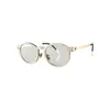 Sunglasses Light Titanium Metal Oval Round Two Tone Different Thin Natural Horn Laminated Layed Reading Glasses Eyewear Eyeglasses Frame