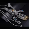 Chains Angel's Wish Goro Takahashi Style Silver Feather Long Necklace Star Same Eagle Male Personality278l