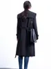 Женские куртки цвета хаки/черный, весенне-осенние длинные тренчи, корейские повседневные двубортные пальто из габардина, женские свободные ветровки Abrigos 231017