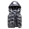 Gilet OLEKID automne hiver brillant gilet pour enfants à capuche imperméable garçon sans manches veste 3-20 ans enfant adolescent fille gilet 231016