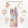 Wenkbrauw Trimmer 2 In 1 Elektrische Pen Pijnloos Haar Remover Vrouwen Scheerapparaat Bikini Scheermes Lichaam Gezicht Lippenstift Epilator USB 231016