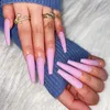 Falska naglar 24st naglar lång fast färg matt balett set bär tallrik bärbara täcktips tryck på
