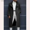 Misto lana da uomo Moda Bianco Giacche lunghe Trench Misto lana Cappotto da uomo Trench lungo Cappotti doppiopetto Streetwear Party Giacca allentata T231017