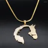 Pendant Necklaces Horse And Girl Necklace For Women Men Stainless Steel Gold Plated Hollow Animal Jewelry Gifts Collares NXS04