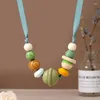 Pendant Necklaces Vintage Handmade Wood Beads Adjustable Long Choker Necklace For Women Boho Jewelry