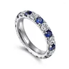 Trouwringen CAOSHI Mode Helderblauw/Wit Zirkonia Ring Dame Verlovingsceremonie Sieraden Stijlvol Veelzijdig Vingeraccessoires Cadeau