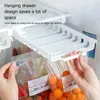 Armazenamento de alimentos de cozinha selado saco rack retrátil organizador de manutenção fresca geladeira pendurado trilho bandeja fresco zip-saco titular