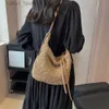 Cross Body Summer Straw Woven Bag for Shoulder Bag Paper Beach Handbags Casual Messenger Crossbody Bag Female Pursecatlin_fashion_bags