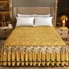 Bed Skirt Plush Winter Warm Bedspread on The Bed Thickened Bed Skirt-style Embroidery Cotton Quilt Bedding Cover with Pillowcases 231017