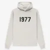 Ess designer hooded essentail hoodie 1977 Feel of God säsong 8 dubbel linje flockade high street mode man och kvinna
