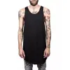 Whole- Men Summer Hip Hop Extend Long Tank Top Men's White Vest Fashion Swag Sleeveless Cotton Solid Tops270Q