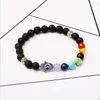 Bracelets de charme 8mm volcanique 7 chakra bracelet pour unisexe mal perles hamsa bijoux chakras pierre de guérison hommes