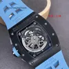 Mens Luxury Mechaical Richardmill Wrist Watches Wristwatches Black Titanium Rm011 QVKR