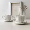 Kaffeegeschirr-Sets, 250 ml, europäischer Stil, reinweiße Keramiktassen, Teller, französischer Frühstücksbecher, Nachmittagstee-Tasse, Vintage-Latte-Kaffee