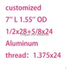 ステインレーゼスチールまたはアルミニウムスクリューキャップスレッドアダプター1.375x24フィッティングアドパター1/2x28 5/8x24 7インチキットドロップ配信