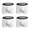 Cuecas 4 pcs algodão boxers para homens roupa interior moda cor sólida esporte masculino boyshorts calcinha plus size meados de cintura elástica