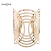 Banny Pink Chunky Lega Hollow Geo Channel Impostazione Bracciale rigido per le donne Big Metal Bangle Gioielli a mano di moda Pulsears Q0719262C