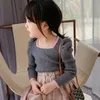 Piumino per ragazze Cardigan Giacche Autunno Inverno Bambino carino dolce Abbigliamento Bambini Bambini Top in pizzo Giacca con risvolto per l'autunno 231017