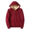 Mens Hoodies Sweatshirts Men Hoodie Coat Solid Color Lång ärm Huven Tjockna Plush DrawString Winter Jacket dragkedja Fly Women For Daily 231016