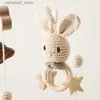Mobiler# Baby Wood Bed Bell Cartoon Rabbit Mobile Hanging Rattles Toy Hanger Crib Mobil Bell Well Wood Toy Holder ARM BRACKET KID GENTER Q231017