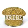 Berets Women's Rhinestone Deluxe Rivet Gold Military Hat Handmade Captain Sergeant Bridal Wedding Gorras Para