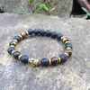 SN0378 Make You Beaded Bracelet Man Tiger Eye Gold Buddha Head Bracelet Lave Stone Jewelry Mala Jewelry Bracelets231v