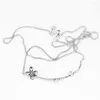 Chains Four-petal Flower With Adjust Sliding Necklace For 925 Sterling Silver Women Wedding Gift Diy Europe Jewelry