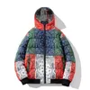 Parkas pour hommes Streetwear chaud hommes fleur de cajou imprimé Patchwork veste d'hiver hommes Harajuku Hip Hop ample épais à capuche Parka 231017