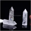 Kunst en ambachten Witte kristallen torenornament Minerale helende toverstokken Reiki Natuurlijke zeszijdige energiesteen Vermogen Drop Lever Homefavor Dh6Et