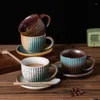 Zestawy Coffeware 180 ml japońskiej kubek do kawy i talerz ceramiczny oszklony kubek Kreatywny popołudniowy herbata latte kwiat