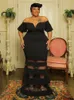 Kleider in Übergröße Wmstar Plus Size Kleider für Frauen Party Mesh Solid Patchwork Kurzarm Off Shoulder In Maxikleid Großhandel Drop 231017