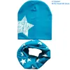 Scarves Wraps Spring Autumn Star Pattern Cotton Beanies Suit for Baby Boy Girl 0-3 Year Children Cap 4-12Year Kid Neckerchief Hat Scarf Set 231017