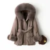 Cappotto di pelliccia con pelliccia di volpe all'interno Giacca invernale da donna Parka Con cappuccio Addensare Capispalla caldo Soprabito Top Giacche a vento Abiti da neve S M L