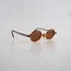 Sunglasses Vintage Handmade Light Thin Small Round Curved Wide Nose Bridge Rivets Clear Dark Coffee Red Real Natural Horn