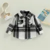 Куртки для маленьких мальчиков и девочек, хлопковая клетчатая рубашка, куртка для малышей, пальто, зима, весна, осень, теплая плотная верхняя одежда, одежда для малышей 231017
