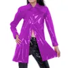 Mascote Gótico Unissex Sexy Wetlook Pvc Couro Mulheres Jaquetas Finas Manga Longa Turn-down Collar Botões Casacos Moda Vintage Motor S-7xlAnime Trajes